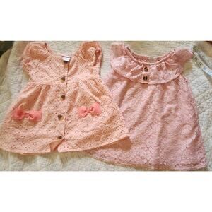 Little lass Girls cottagecore Tunic Tops Embroidered size 5t/6t peach pink